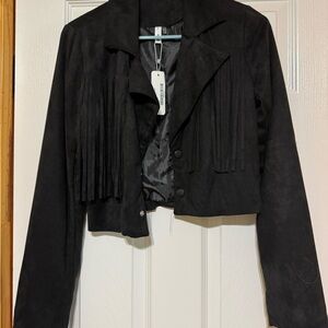 Glam Black Fringe Blazer